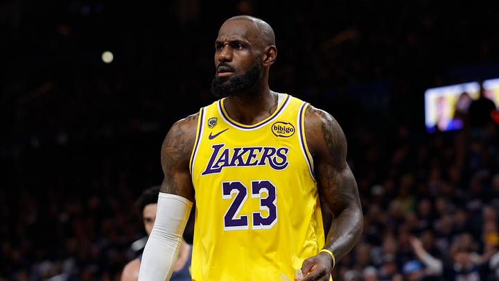 Los Angeles Lakers forward LeBron James (23) reacts  (Mandatory Credit: Alonzo Adams-Imagn Images)
