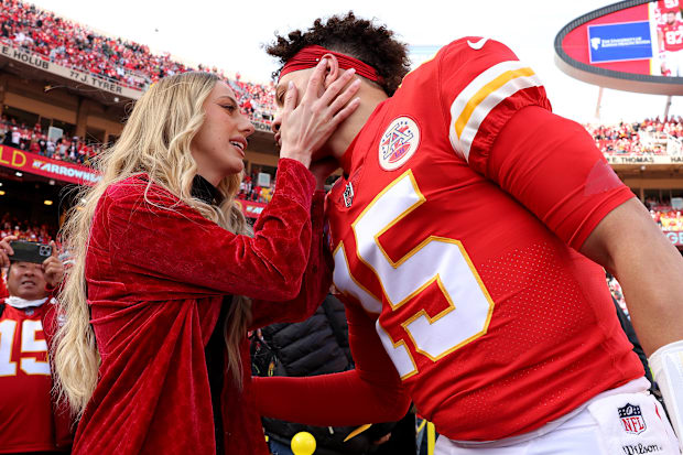 Patrick and fiancé Brittany Matthews in 2022