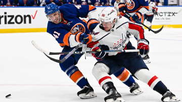 Dec 29, 2023; Elmont, New York, USA; New York Islanders defenseman Robert Bortuzzo (41) defends