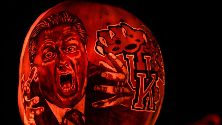 Kentucky's coach John Calipari appears on a pumpkin at this year's Jack O' Lantern Spectacular.