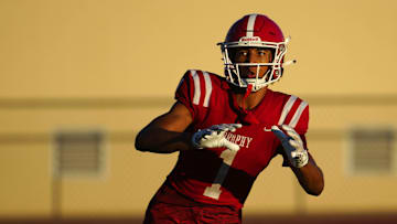 Brophy Prep wide receiver Devin Fitzgerald (1) makes a catch during a practice at Brophy College Prepatory in Phoenix on Sept. 4, 2024.
