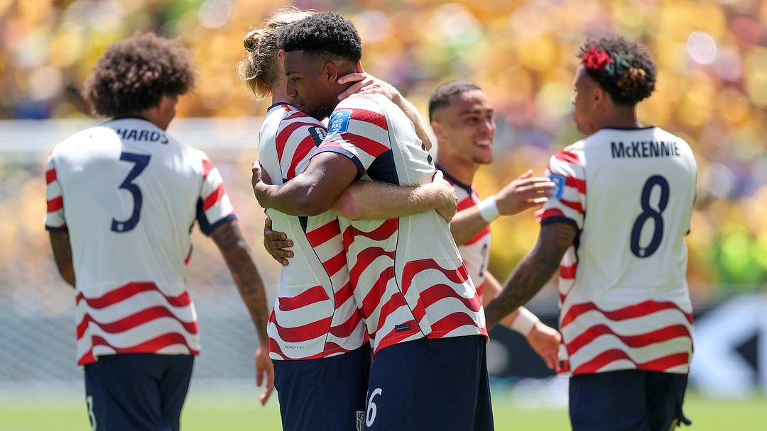 There were hugs all round after the USMNT’s win over Australia.
