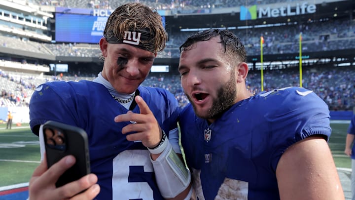 New York Giants QB Jaxson Dart and RB Cam Skattebo were recognized by The Athletic's for their All-Rookie team.