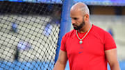 Albert Pujols (5) before playing against the Los Angeles Dodgers at Dodger Stadium on Sept. 23, 2022.