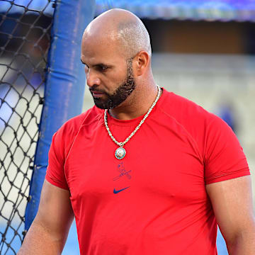 Albert Pujols (5) before playing against the Los Angeles Dodgers at Dodger Stadium on Sept. 23, 2022.