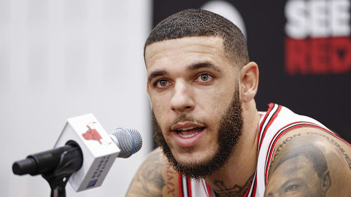 Chicago Bulls guard Lonzo Ball speaks to media. Chicago Bulls guard Lonzo Ball speaks to media.