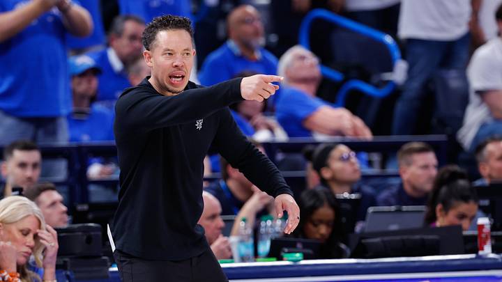 May 20, 2026; Oklahoma City, Oklahoma, USA; San Antonio Spurs head coach Mitch Johnson calls a play during the fourth quarter against the Oklahoma City Thunder during game two of the western conference finals for the 2026 NBA playoffs at Paycom Center. Mandatory Credit: Alonzo Adams-Imagn Images