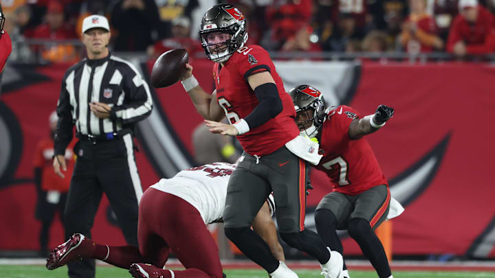 Tampa Bay Buccaneers quarterback Baker Mayfield defended Todd Bowles and admirably took blame after Sunday's Wild Card loss to the Commanders. (Mandatory Credit: Kim Klement Neitzel-Imagn Images)