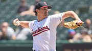 Jul 12, 2022; Cleveland, Ohio, USA; Cleveland Guardians starting pitcher Shane Bieber (57) throws a pitch during the first inning against the Chicago White Sox at Progressive Field. Mandatory Credit: Ken Blaze-Imagn Images
