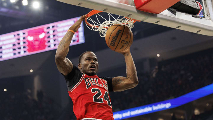 Mar 22, 2022; Milwaukee, Wisconsin, USA;  Chicago Bulls forward Javonte Green (24) dunks during the first quarter against the Milwaukee Bucks at Fiserv Forum. Mandatory Credit: Jeff Hanisch-USA TODAY Sports