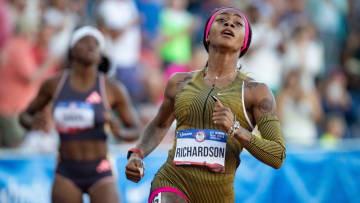 Sha'Carri Richardson wins the women’s 100 meter dash during day two of the U.S. Olympic Track & Field Trials Saturday, June 22, 2024, at Hayward Field in Eugene, Ore.