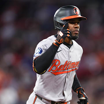 Sep 10, 2024; Boston, Massachusetts, USA; Baltimore Orioles center fielder Cedric Mullins (31) celebrates after hitting a two run home run during the third inning against the Boston Red Sox at Fenway Park. 