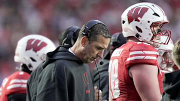 Wisconsin head coach Luke Fickell is shown during the first quarter of their game against Washington Saturday, November 8, 2025 at Camp Randall Stadium in Madison, Wisconsin.