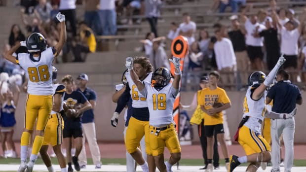 Eastwood celebrates their win in a high school football game against Americas on Friday, Oct. 6, 2023 in El Paso.