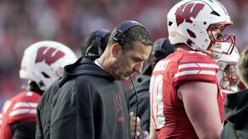 Wisconsin head coach Luke Fickell is shown during the first quarter of their game against Washington Saturday, November 8, 2025 at Camp Randall Stadium in Madison, Wisconsin.
