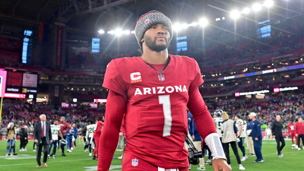 Arizona Cardinals quarterback Kyler Murray (1) looks on after losing to the Seattle Seahawks  