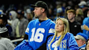 Detroit Lions fans react after the 45-31 loss to the Washington Commanders in the NFC divisional round 