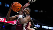 Santa Clara Broncos guard Thierry Darlan (15) pulls down a rebound in the second half of the NCAA Men’s Basketball game between the Xavier Musketeers and the Santa Clara Broncos at the Cintas Center in Cincinnati on Monday, Nov. 10, 2025. Xavier lost 87-68.