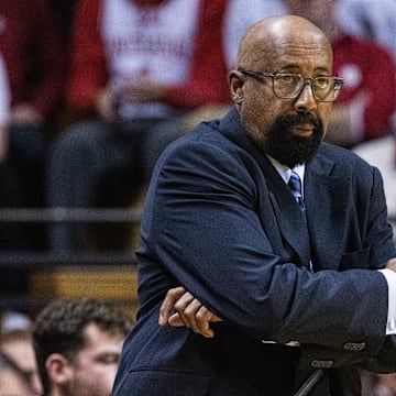 Indiana Hoosiers head coach Mike Woodson in the first half against the Sam Houston State Bearkats  at Simon Skjodt Assembly Hall.