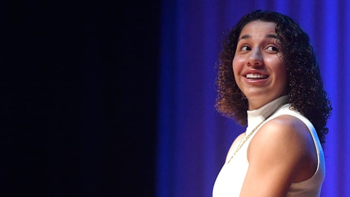 Monterey's Aaliyah Chavez receives the Naismith girls high school all-American first team and the Texas Girls Coaches Association girls basketball 5A/6A player of the year awards, Wednesday, May 15, 2024, at Monterey High School. The Naismith Awards have named Chavez to its midseason Player of the Year watch list for the 2024-2025 season. Monterey's Aaliyah Chavez receives the Naismith girls high school all-American first team and the Texas Girls Coaches Association girls basketball 5A/6A player of the year awards, Wednesday, May 15, 2024, at Monterey High School. The Naismith Awards have named Chavez to its midseason Player of the Year watch list for the 2024-2025 season.