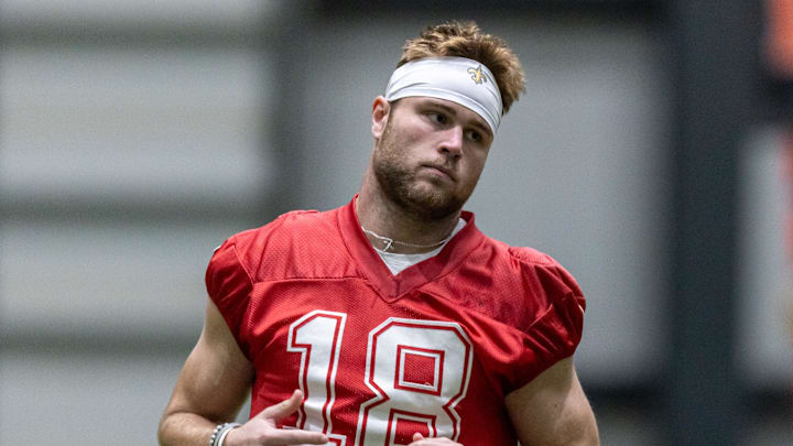 Quarterback Hunter Dekker participates in the New Orleans Saints' rookie minicamp. Quarterback Hunter Dekker participates in the New Orleans Saints' rookie minicamp.