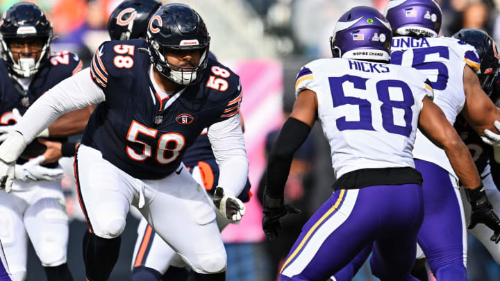 Right tackle Darnell Wright of the Bears has been identified as a breakout player for the 2024 season after earning 2023 all-rookie team honors.