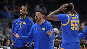 Mar 11, 2025; Charlotte, NC, USA; Pittsburgh Panthers head coach Jeff Capelr reacts to a foul call with zero on the clock late during the second half at Spectrum Center. Mandatory Credit: Jim Dedmon-Imagn Images