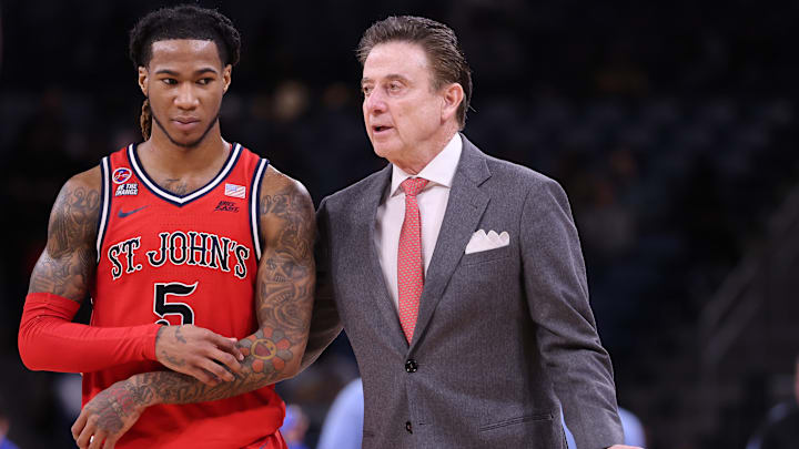 St. John's v DePaul; St. John's basketball guard Deivon Smith and head coach Rick Pitino