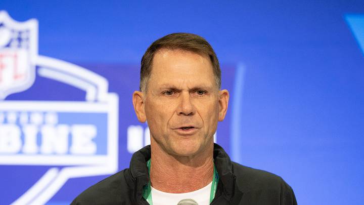 Feb 27, 2024; Indianapolis, IN, USA; Jacksonville Jaguars general manager Trent Baalke talks to the media at the 2024 NFL Combine at Indiana Convention Center. 