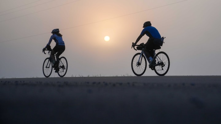 Riders make their way to the first pass-through town on the RAGBRAI route, Silver City, on Sunday, July 21, 2024.