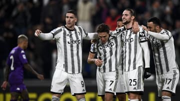 Adrien Rabiot (2nd from R) of Juventus FC celebrates with...