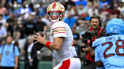 Mar 30, 2024; Arlington, TX, USA; Birmingham Stallions quarterback Matt Corral (2) drops back to pass against the Arlington Renegades during the first half at Choctaw Stadium. Mandatory Credit: Jerome Miron-Imagn Images
