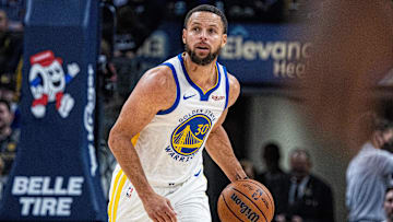 Nov 1, 2025; Indianapolis, Indiana, USA: Golden State Warriors guard Stephen Curry (30) dribbles the ball in the first half against the Indiana Pacers  at Gainbridge Fieldhouse. Mandatory Credit: Trevor Ruszkowski-Imagn Images