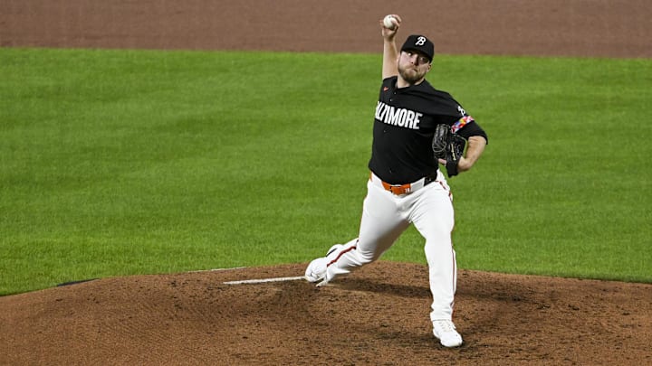 Baltimore Orioles pitcher Corbin Burnes (39) throws a third inning pitch against the Detroit Tigers at Oriole Park at Camden Yards. 