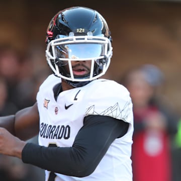 Nov 9, 2024; Lubbock, Texas, USA; Colorado Buffaloes quarterback Shedeur Sanders (2) passes against the Texas Tech Red Raiders in the first half at Jones AT&T Stadium and Cody Campbell Field. Mandatory Credit: Michael C. Johnson-Imagn Images