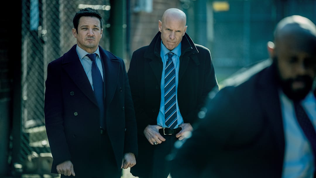 Jeremy Renner as Mike McLusky and Hugh Dillon as Ian in Mayor of Kingstown episode 8, season 4, streaming on Paramount+, 2025. Credit: Jeremy Parsons/Paramount+