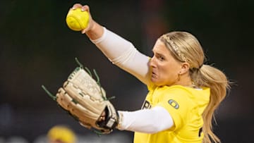 Lyndsey Grein returned to form with a 9-strikeout domination as Oregon blew past Weber State in the opening game of the NCAA Regional.