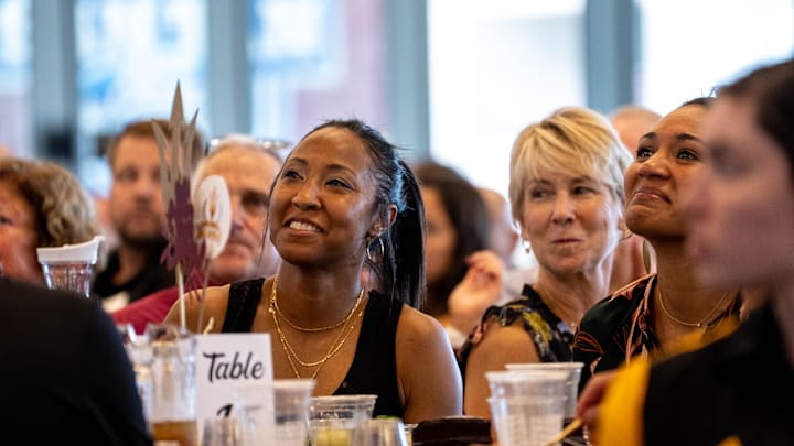 Briann January, former Arizona State University women  s basketball athlete, attends a ceremony where she is inducted to the ASU Hall of Fame at the San Tan Ford Club at Sun Devil Stadium in Tempe on October 7, 2022.

Ncaa Arizona State Athletics Hall Of Fame Induction Luncheon 8189175001