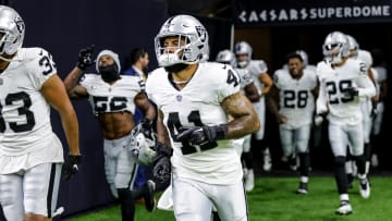 Oct 30, 2022; New Orleans, Louisiana, USA;  Las Vegas Raiders safety Roderic Teamer (33) and Las