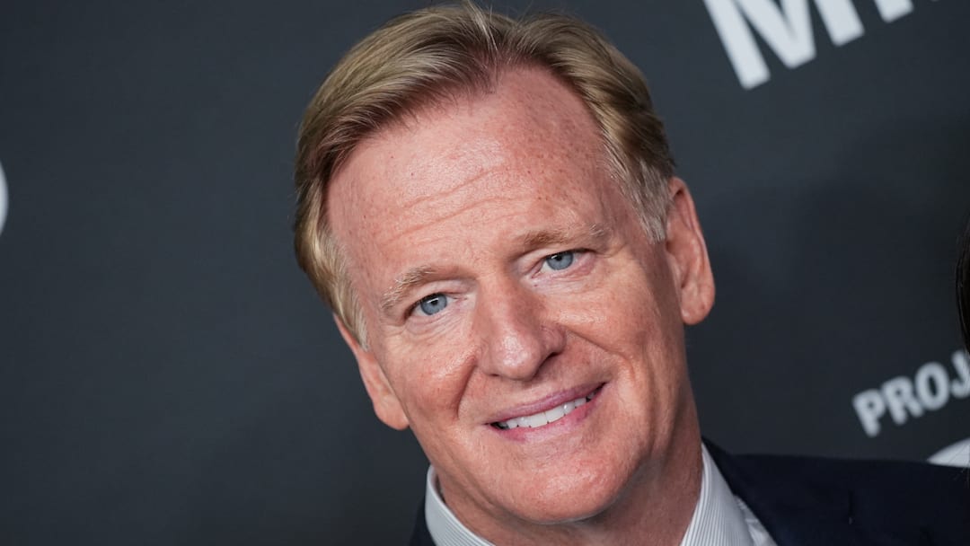 NFL commissioner Roger Goodell smiles