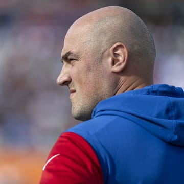 Giants assistant head coach/offensive coordinator Mike Kafka takes over as interim coach in place of Brian Daboll, who was fired Monday.