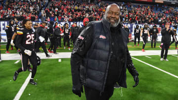 Dec 30, 2023; Nashville, TN, USA; Maryland Terrapins head coach Mike Locksley after being dumped with Gatorade after a win against the Auburn Tigers at Nissan Stadium. Mandatory Credit: Christopher Hanewinckel-USA TODAY Sports