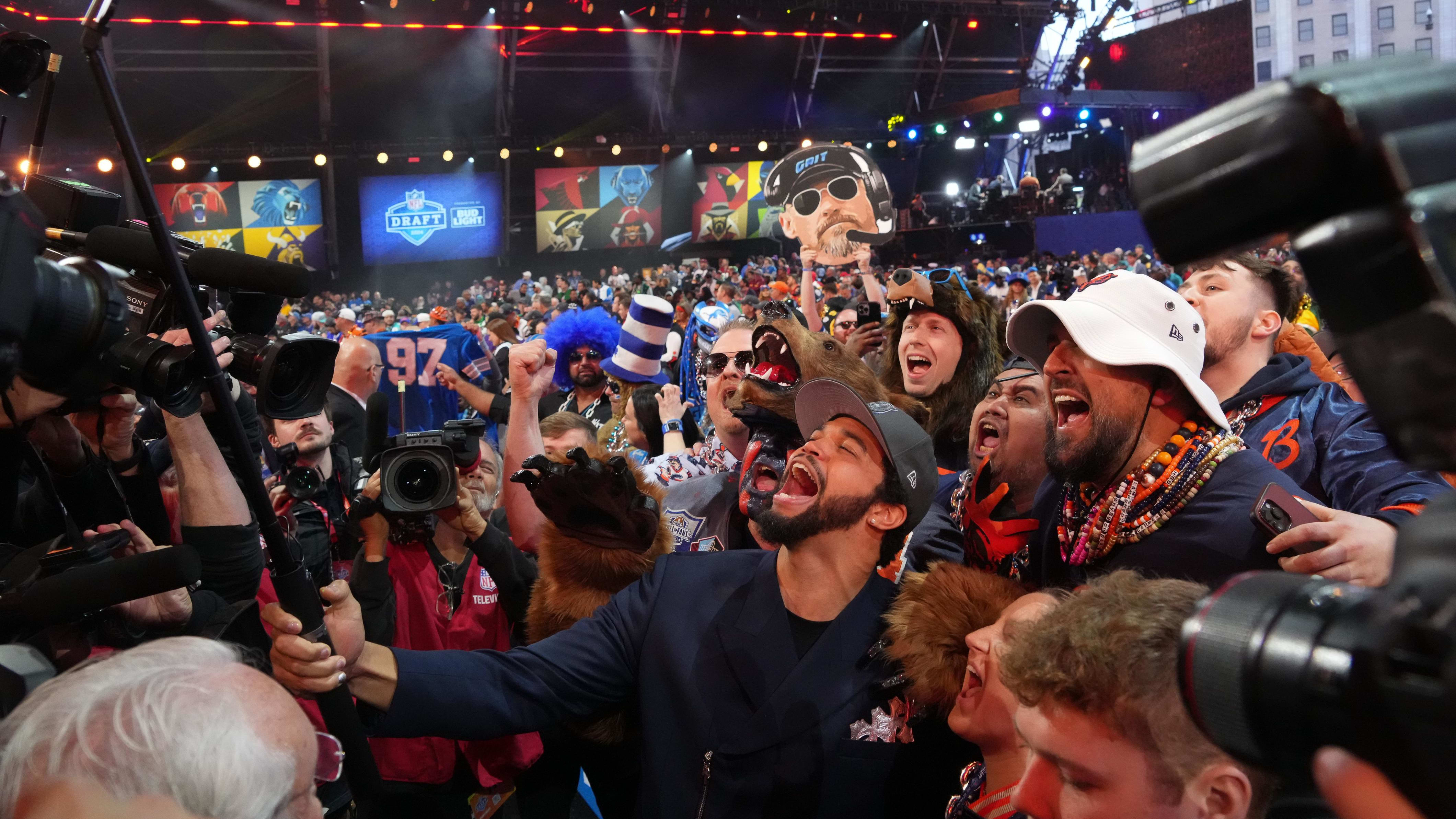 Caleb Williams and Co. do a selfie at the first round of the 89th NFL Draft.
