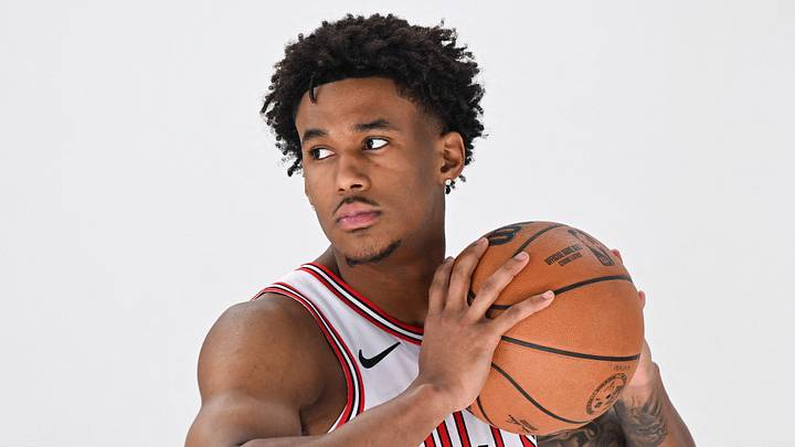 Sep 28, 2026; Chicago, Ill., USA;  Chicago Bulls forward Dailyn Swain (5) poses during media day.  Mandatory Credit: Matt Marton-Imagn Images
