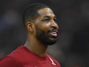 Apr 14, 2024; Cleveland, Ohio, USA; Cleveland Cavaliers center Tristan Thompson (13) stands on the court before a game against the Charlotte Hornets at Rocket Mortgage FieldHouse.