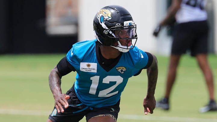 Jacksonville Jaguars wide receiver Travis Hunter runs a route during a rookie minicamp. Jacksonville Jaguars wide receiver Travis Hunter runs a route during a rookie minicamp.