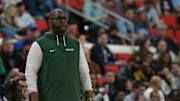 Norfolk State Spartans head coach Robert Jones looks on during the second half against the Florida Gators.