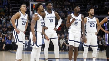 Dec 31, 2023; Memphis, Tennessee, USA; Memphis Grizzlies guard Desmond Bane (22), guard Marcus Smart