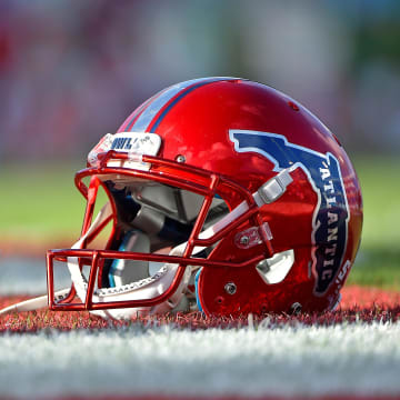 Nov 3, 2017; Boca Raton, FL, USA; A general view of a Florida Atlantic Owls helmet prior to the game against the Marshall Thundering Herd at FAU Football Stadium. Mandatory Credit: Jasen Vinlove-USA TODAY Sports