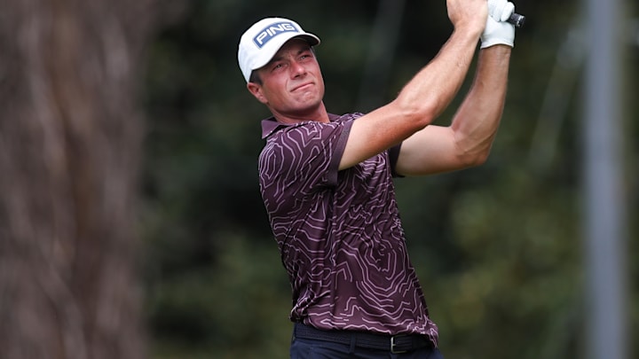 Viktor Hovland will have to make up a few strokes on Sunday to win his first BMW PGA Championship. Viktor Hovland will have to make up a few strokes on Sunday to win his first BMW PGA Championship.